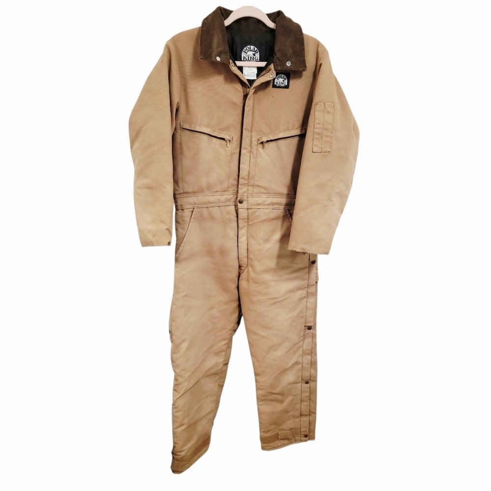 Vintage Polar King by KEY Insulated Coveralls Men 38x30 Brown Duck Workwear